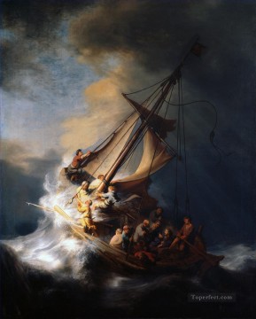 レンブラント・ファン・レイン Painting - ガリラヤ湖の嵐の中のキリスト レンブラント